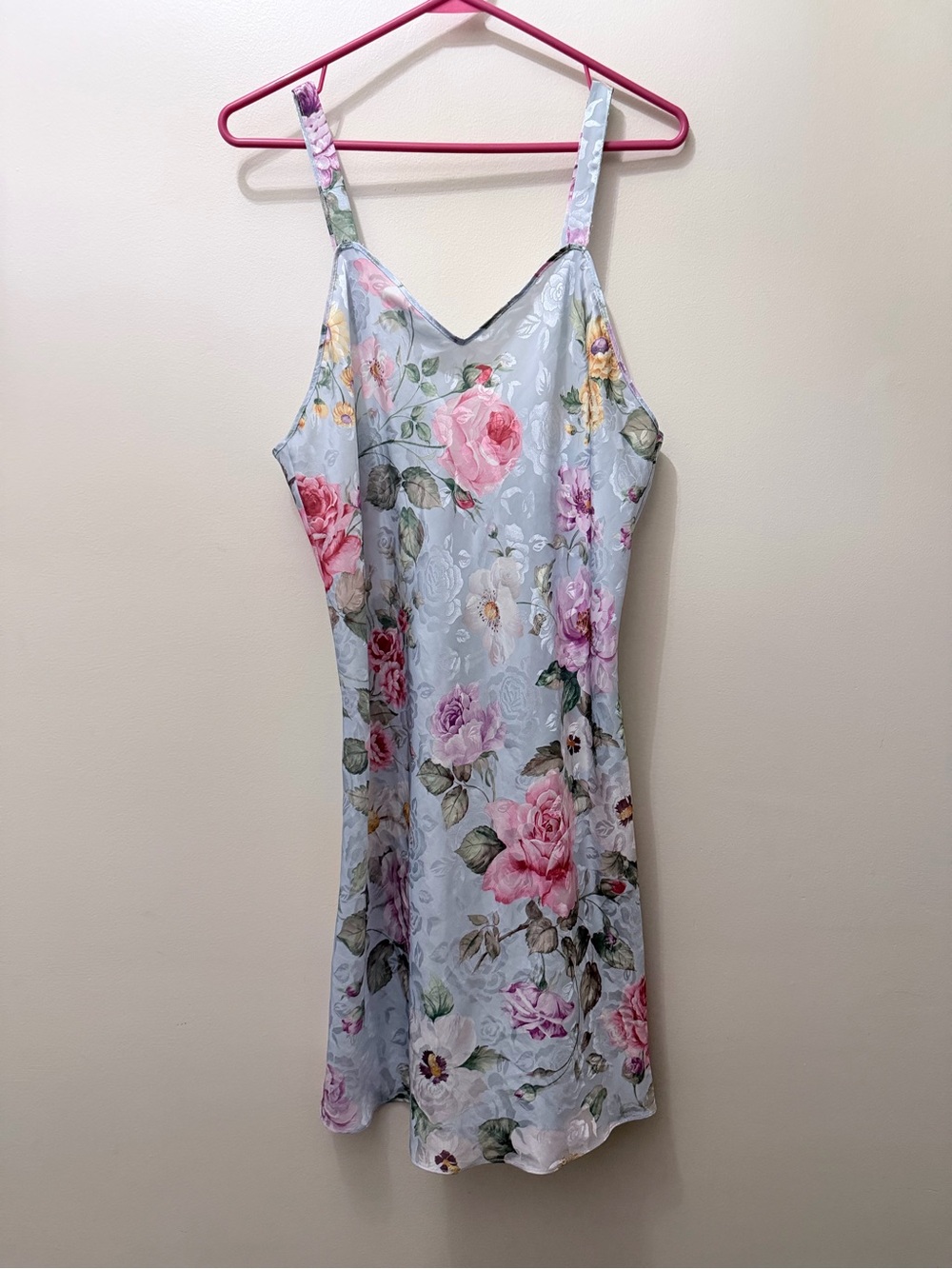 Vintage Pastel Floral Chemise Slip Dress Lingerie Sleepwear Whimsical Fairy M